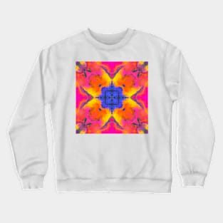 Psychedelic Kaleidoscope Square Blue Yellow and Pink Crewneck Sweatshirt